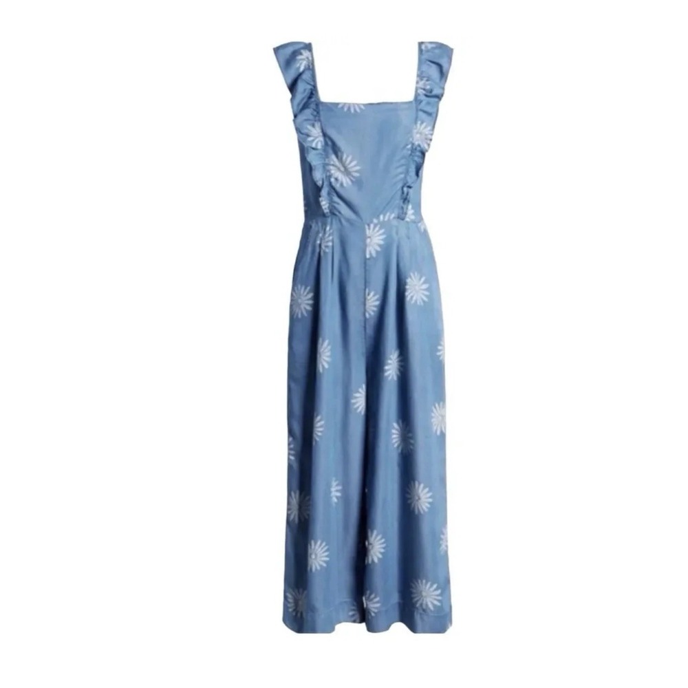 Splendid X Margarita Dolce Denim Chambray Romper Size XS Daisy Ruffle Strap